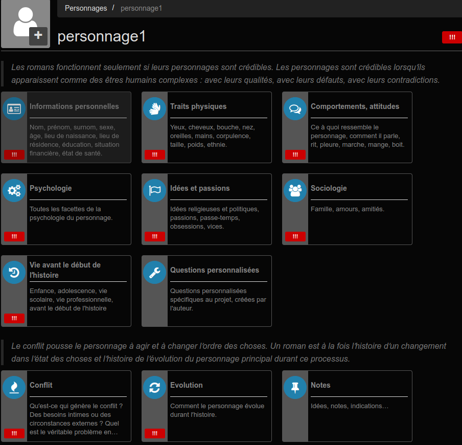 Copie écran Bibisco